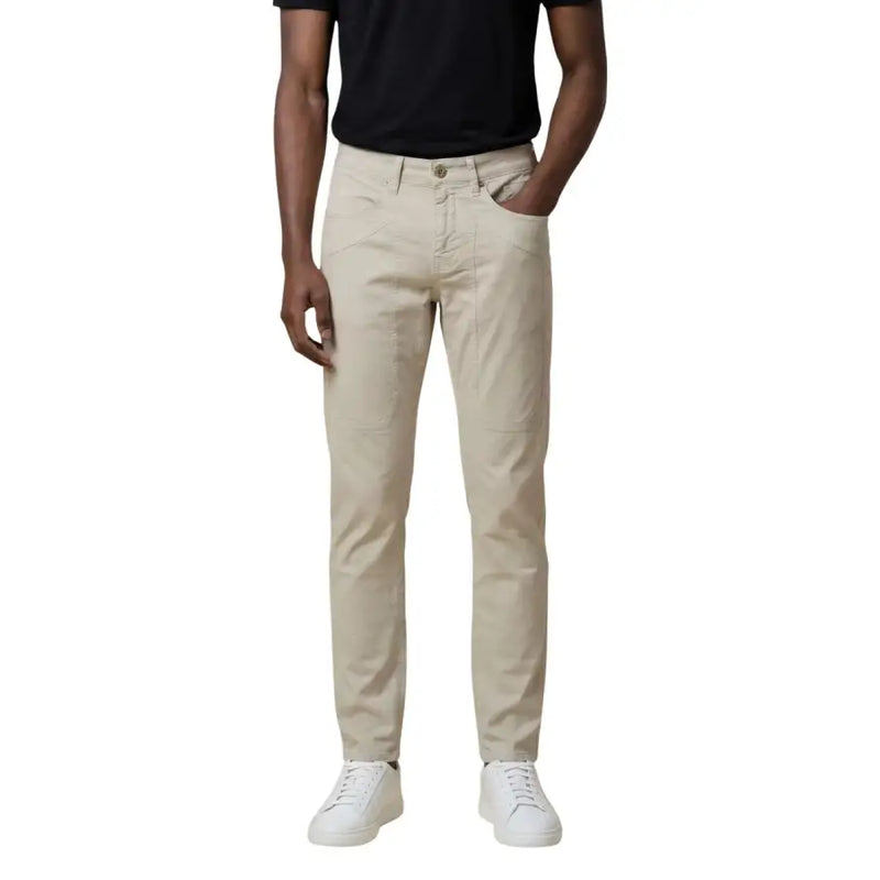 Jean beige slim en denim avec cinq poches et fermeture à boutons de jeckerson collection de pantalons pour hommes