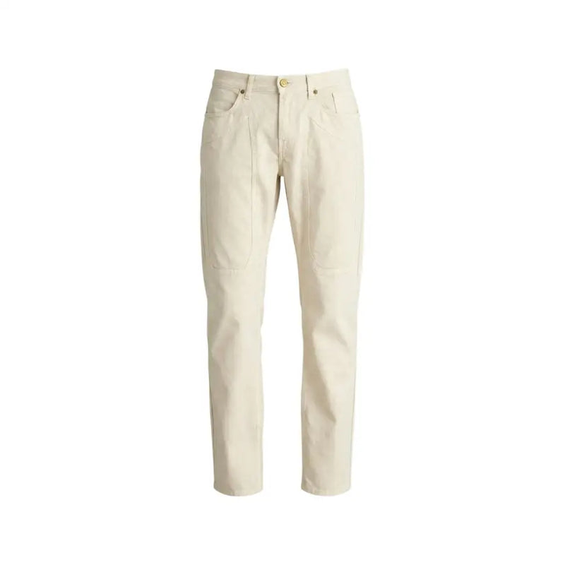 Pantalon chino beige à la coupe droite épurée et aux détails de couture discrets. Jeckerson pantalons pour hommes