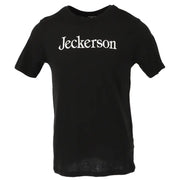 Jeckerson T-shirt noir à manches courtes et coupe ajustée pour homme en coton t-shirt avec du blanc jeckerson inscription sur la poitrine