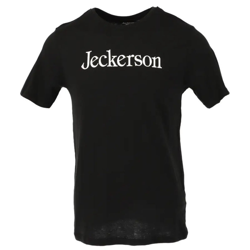 Jeckerson T-shirt noir à manches courtes et coupe ajustée pour homme en coton t-shirt avec du blanc jeckerson inscription sur la poitrine