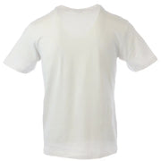Jeckerson men’s slim fit white v-neck t-shirt made of soft cotton fabric with short sleeves and no print visible