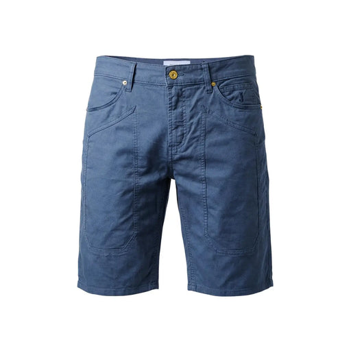 Jeckerson Short slim Jayden pour homme, bleu marine, boutons dorés et logo de la marque (vue de face)