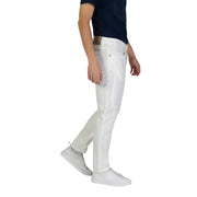 Jeckerson white cotton men spring summer trousers slim fit white denim jeans with subtle stitching details