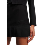 Black karl lagerfeld jeans womens skirt with pleated hem and subtle embroidered branding for fall winter