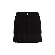 Karl Lagerfeld Jeans black womens pleated mini skirt with white button and logo branding for fall winter wear