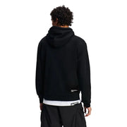 Black karl lagerfeld jeans men’s long sleeve hoodie with subtle logo patch on lower back and branded hem shown from back