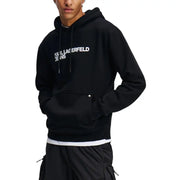 Black Karl Lagerfeld jeans men long sleeve hoodie with white print lettering and front pocket sweatshirt