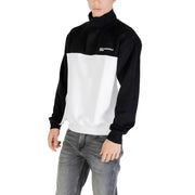 Karl lagerfeld jeans men fall winter long black and white half-zip sweatshirt with high collar front view