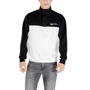 Black and white Karl Lagerfeld Jeans men fall winter half-zip sweatshirt with contrasting color-block design