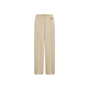 Karl lagerfeld Jean femme beige à jambes larges en satin avec taille élastiquée à cordon et logo discret sur le côté