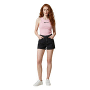 Débardeur côtelé rose en coton sans manches top avec logo noir sur la poitrine par Karl Lagerfeld Jeans femme