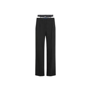 Noir Karl Lagerfeld Pantalon tailleur à jambes larges avec plis discrets et fermeture éclair à bouton pour femme