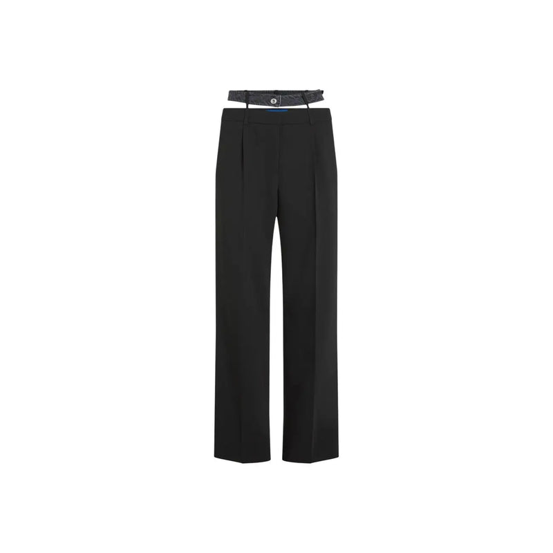 Noir Karl Lagerfeld Pantalon tailleur à jambes larges avec plis discrets et fermeture éclair à bouton pour femme