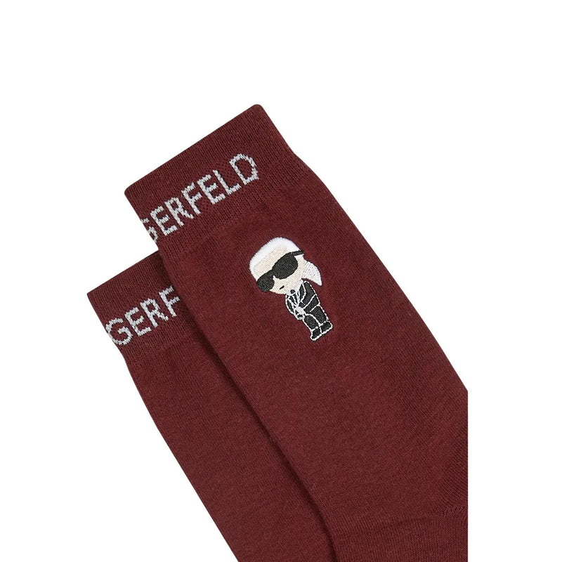 Bordeaux Karl Lagerfeld Chaussettes en coton avec un dessin animé brodé en blanc et un logo argenté de Karl Lagerfeld Sous-vêtements en jean pour femmes, lot de 3