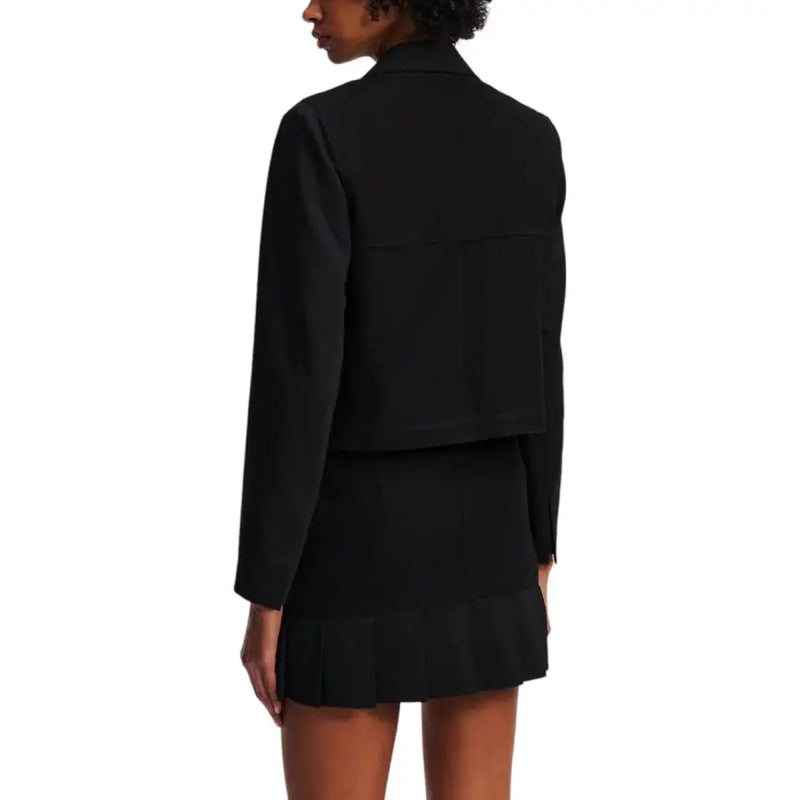 Karl Lagerfeld Jeans womens long black tailored blazer with structured collar and matching pleated mini skirt for fall winter
