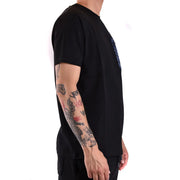 Karl Lagerfeld T-shirt homme en coton noir avec écusson à paillettes bleues sur la poitrine et manches courtes