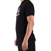 T-shirt en coton noir à manches courtes t-shirt par karl lagerfeld avec un imprimé graphique coloré sur la poitrine pour hommes