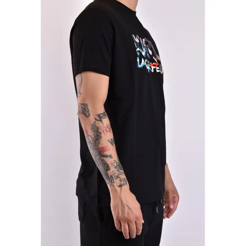 T-shirt noir à manches courtes Karl Lagerfeld hommes t-shirt avec un imprimé graphique larfeu coloré de style graffiti sur la poitrine