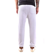 Pantalon de jogging en coton blanc avec une poche latérale discrète et des poignets élastiques de karl lagerfeld collection de pantalons pour hommes