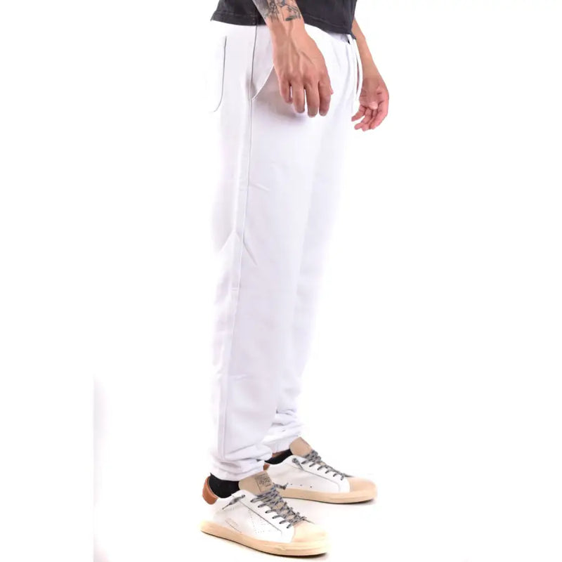 Pantalon de jogging en coton blanc, coupe décontractée et poches latérales de karl lagerfeld collection de pantalons pour hommes