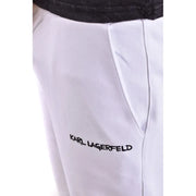 Blanc karl lagerfeld Pantalon homme en matière de survêtement, orné d'un logo brodé noir sur la couture latérale