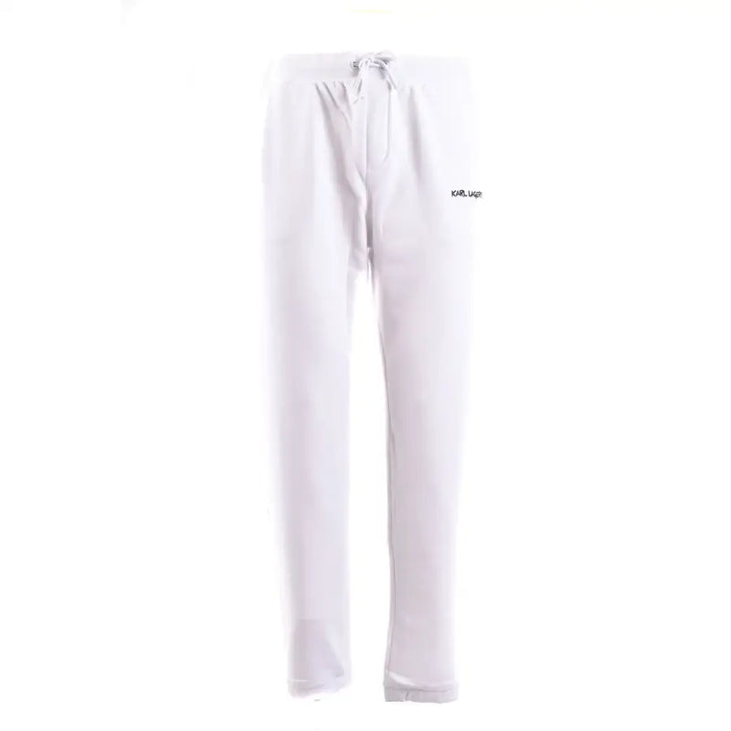 Blanc Karl Lagerfeld Pantalon de survêtement pour homme avec taille élastiquée à cordon et logo noir discret sur la cuisse