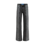 Karl lagerfeld women black cotton jeans in dark gray wide-leg denim with faded distressed texture and contrasting stitching