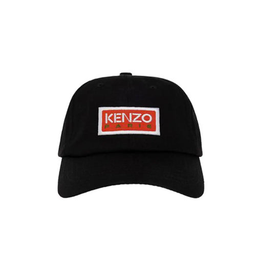 Casquette de baseball Kenzo Paris en coton noir avec logo brodé rouge et blanc sur le devant, pour homme