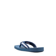 Tongs bleues Kenzo pour homme avec brides en caoutchouc rayées blanches et marine, idéales pour une tenue décontractée.
