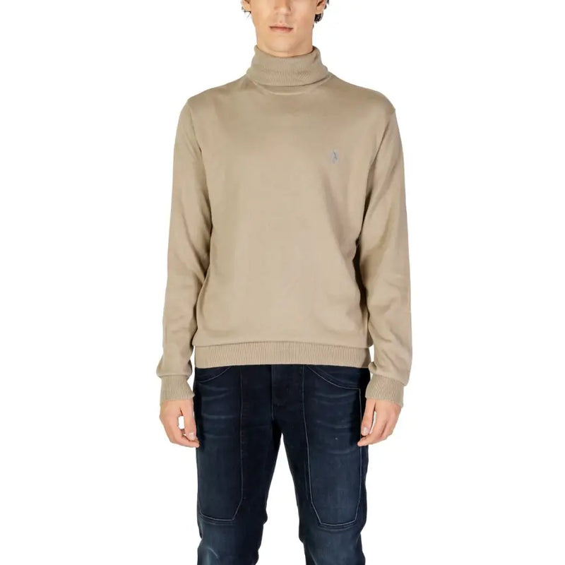 Polo ralph lauren beige turtleneck sweater with embroidered logo.
