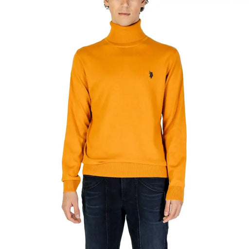Yellow turtleneck sweater with u.s.