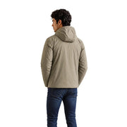 Doudoune beige à capuche pour homme, en polyester, avec empiècements matelassés et coupe épurée, de la marque Kway.