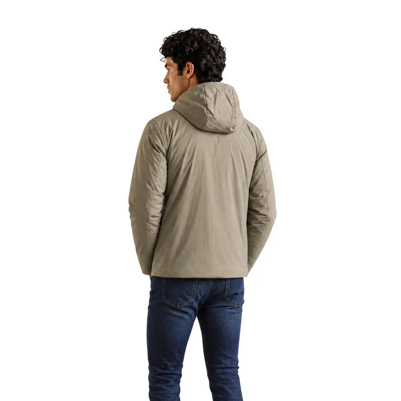 Doudoune beige à capuche pour homme, en polyester, avec empiècements matelassés et coupe épurée, de la marque Kway.