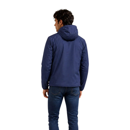 Veste blazer à capuche zippée bleu marine pour homme Kway en polyester, présentant une vue de face et un design élégant
