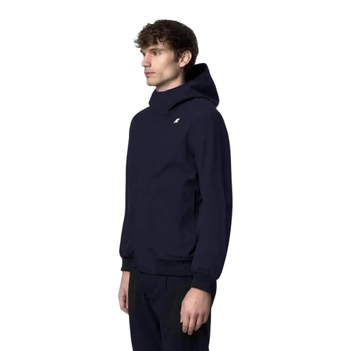 Blazer d'hiver à capuche bleu marine pour homme Kway, en polyamide, avec petit logo blanc sur le devant.