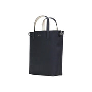 Lacoste black zip handbag tote with shoulder strap white interior lining and silver-tone hardware