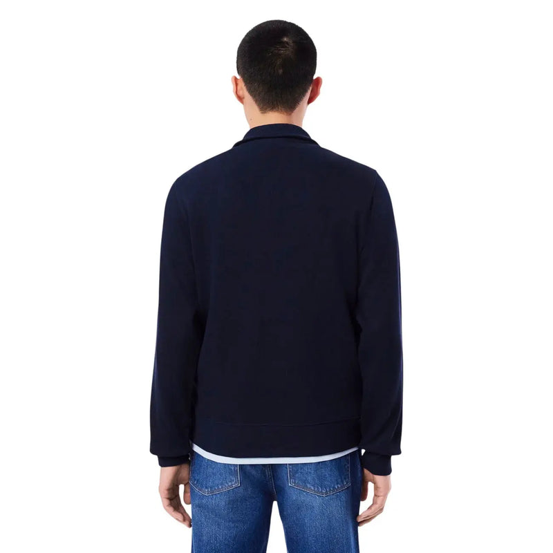 Sweat-shirt à col roulé Lacoste bleu marine pour homme, en coton, avec col et poignets côtelés discrets.