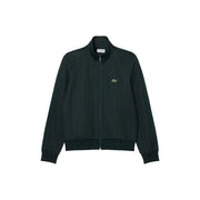 Veste de survêtement Lacoste noire zippée en coton pour homme, avec logo crocodile vert discret sur la poitrine