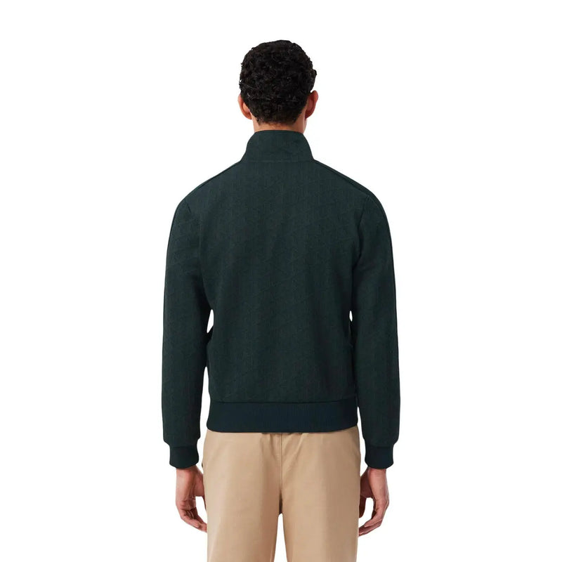 Blouson aviateur en coton vert foncé avec poignets et ourlet côtelés, collection homme Lacoste