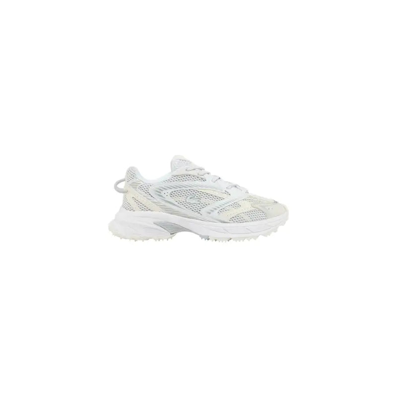 Baskets Lacoste pour homme, blanches, en mesh et synthétique, avec semelle épaisse texturée en polyester et polyuréthane E03286