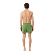 Lacoste men swimwear olive green elastic waist swim trunks designed for comfortable beachwear and swimming