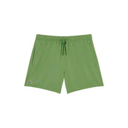 Green Lacoste men swimwear swim trunks with elastic waistband and drawstring for comfortable water use