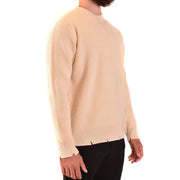 Pull en cachemire Laneus pour femme, beige, en maille côtelée avec ourlet effiloché, vue de face