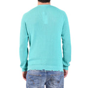 Pull Laneus en coton pour femme, couleur sarcelle, en maille côtelée et manches raglan, vue de face