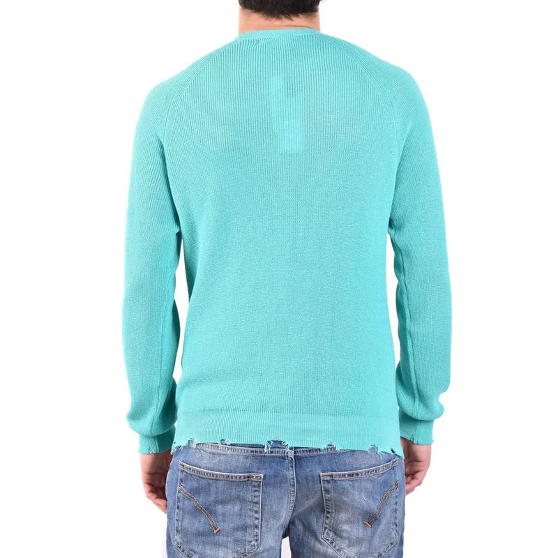 Pull Laneus en coton pour femme, couleur sarcelle, en maille côtelée et manches raglan, vue de face