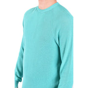 Pull Laneus en coton pour femme, couleur sarcelle, à maille côtelée et col rond, vue de face