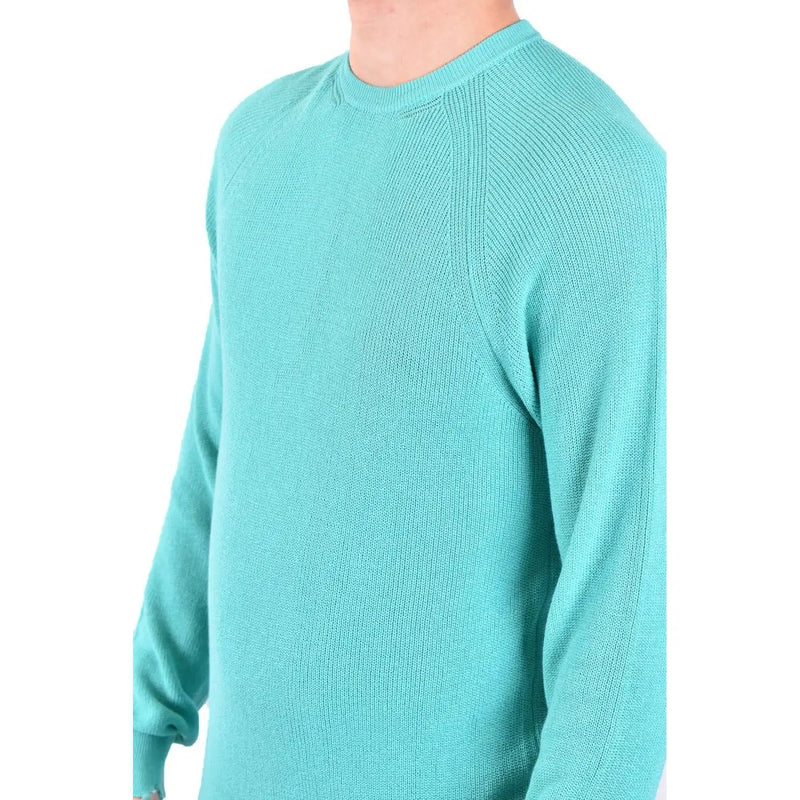 Pull Laneus en coton pour femme, couleur sarcelle, à maille côtelée et col rond, vue de face