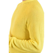 Pull Laneus pour homme, col rond, en maille de coton jaune vif, avec un col rond côtelé et des manches longues.