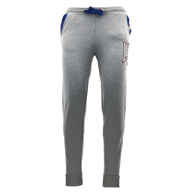 Leone 1947 men trousers gray heathered sweatpants with blue side panels and embroidered la logo on thigh