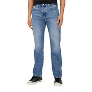 Jean Levi's pour homme en denim bleu délavé moyen, coupe droite et coutures traditionnelles, vue de face